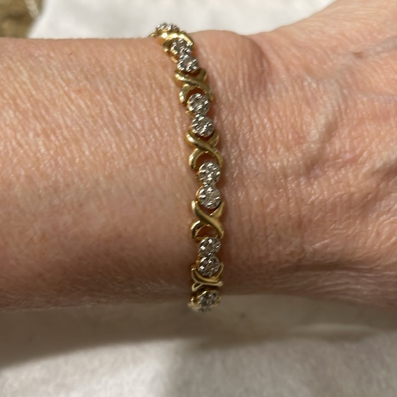 Jewelry - 14K Solid Yellow Gold X&O Diamond Tennis Bracelet Slide Lock Closure 🌸Firm Price